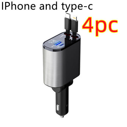 100W Metal Car Charger, USB & Type-C, Super Fast Charging Adapter