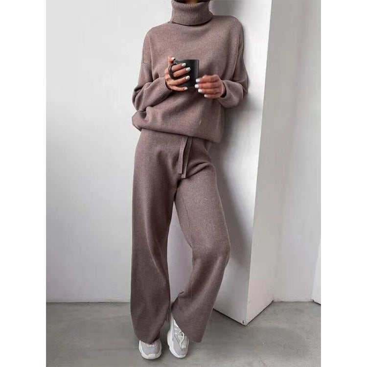 Turtleneck Sweater And Drawstring Straight Pant