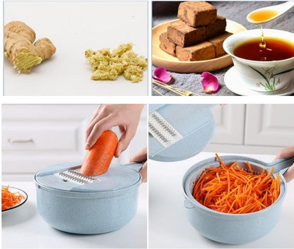 8-in-1 Mandoline Slicer & Grater – Vegetable Cutter with Strainer