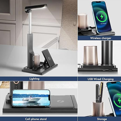 3-in-1 LED Desk Lamp with 15W Wireless Charger & USB Port