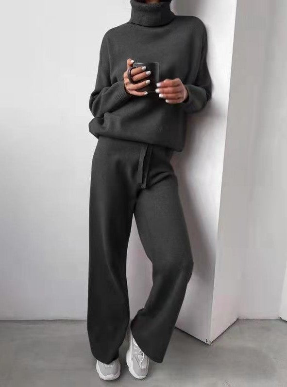 Turtleneck Sweater And Drawstring Straight Pant