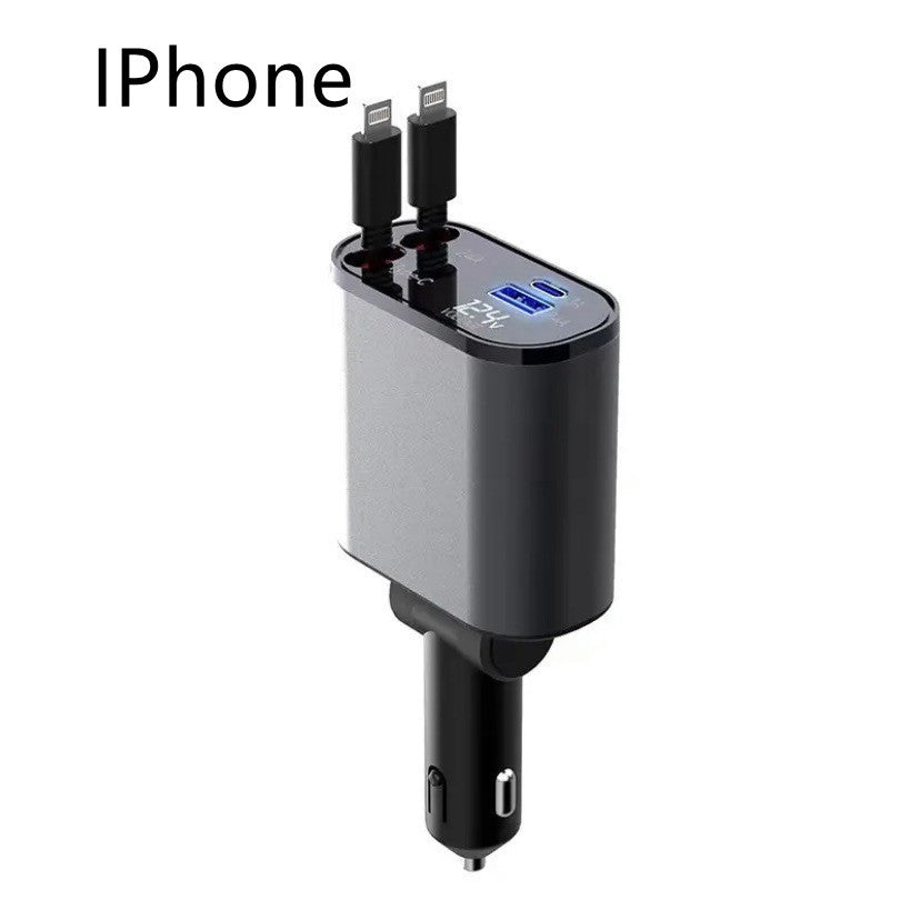 100W Metal Car Charger, USB & Type-C, Super Fast Charging Adapter