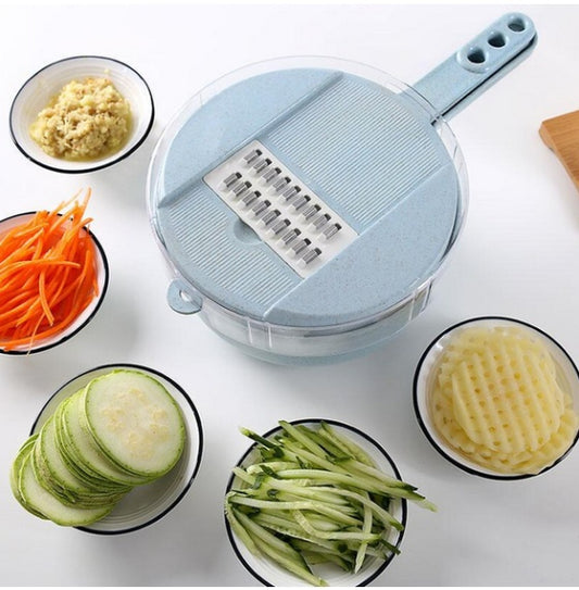 8-in-1 Mandoline Slicer & Grater – Vegetable Cutter with Strainer