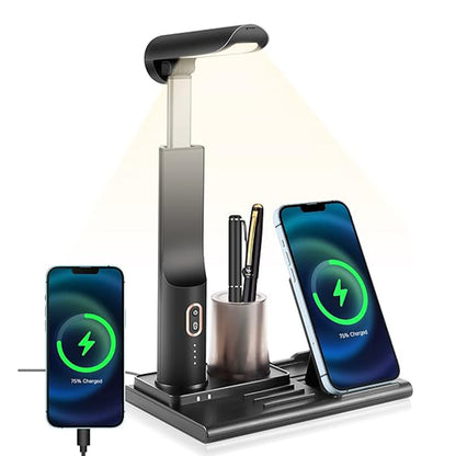 3-in-1 LED Desk Lamp with 15W Wireless Charger & USB Port