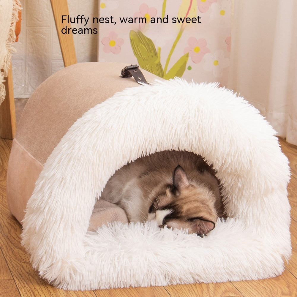 Portable Warm Pet Nest – Moisture-Proof Autumn/Winter Dog & Cat Bed