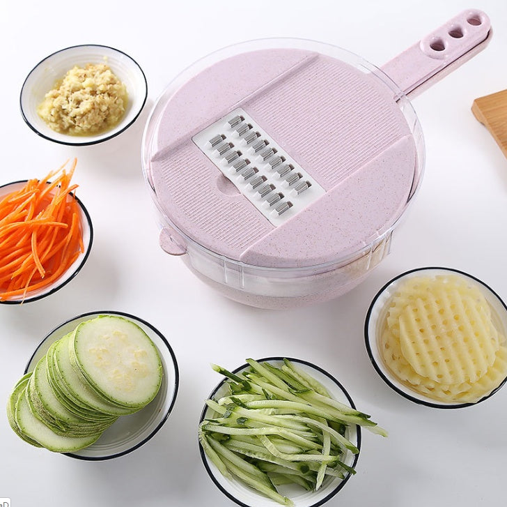 8-in-1 Mandoline Slicer & Grater – Vegetable Cutter with Strainer