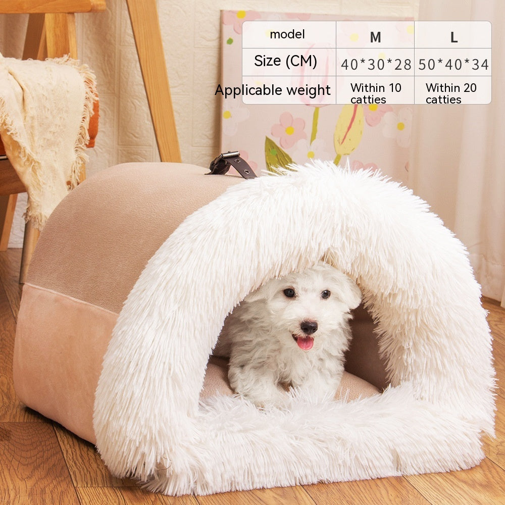 Portable Warm Pet Nest – Moisture-Proof Autumn/Winter Dog & Cat Bed