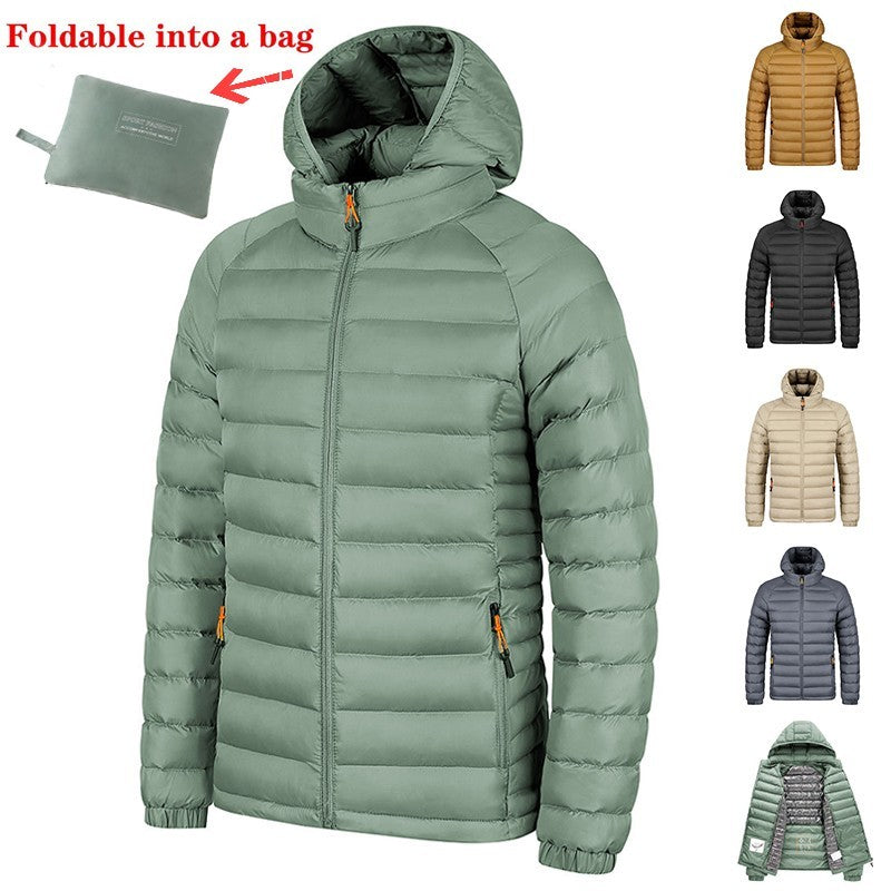 Men's Lightweight Hooded Winter Jacket – Warm & Portable