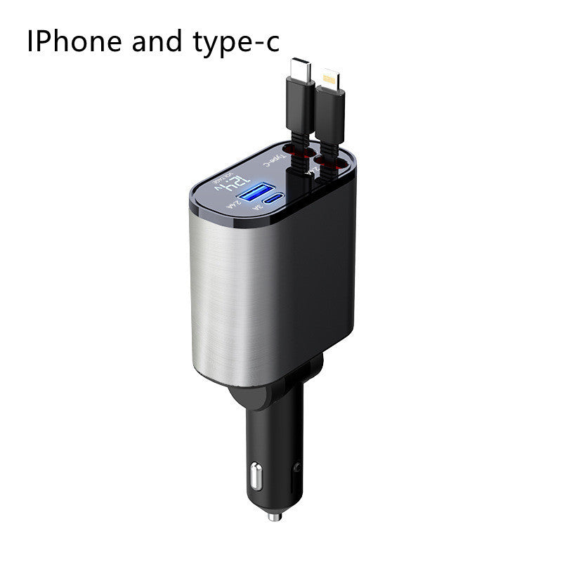 100W Metal Car Charger, USB & Type-C, Super Fast Charging Adapter