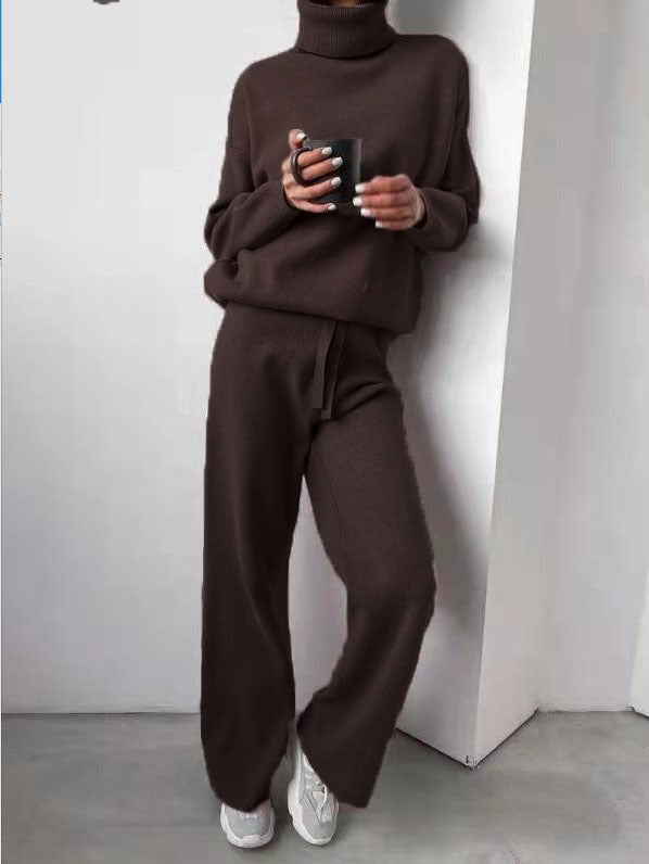 Turtleneck Sweater And Drawstring Straight Pant