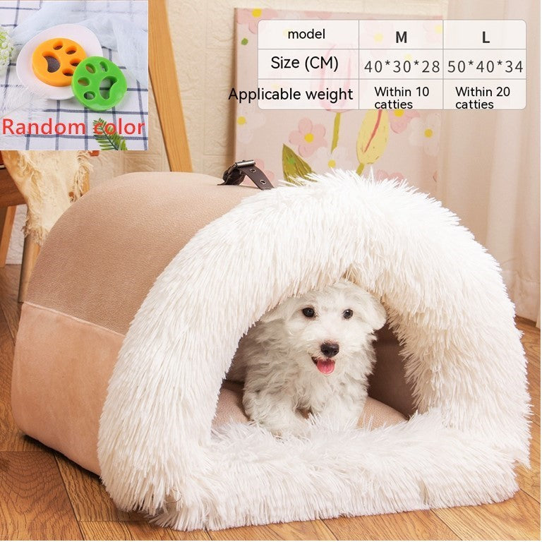 Portable Warm Pet Nest – Moisture-Proof Autumn/Winter Dog & Cat Bed