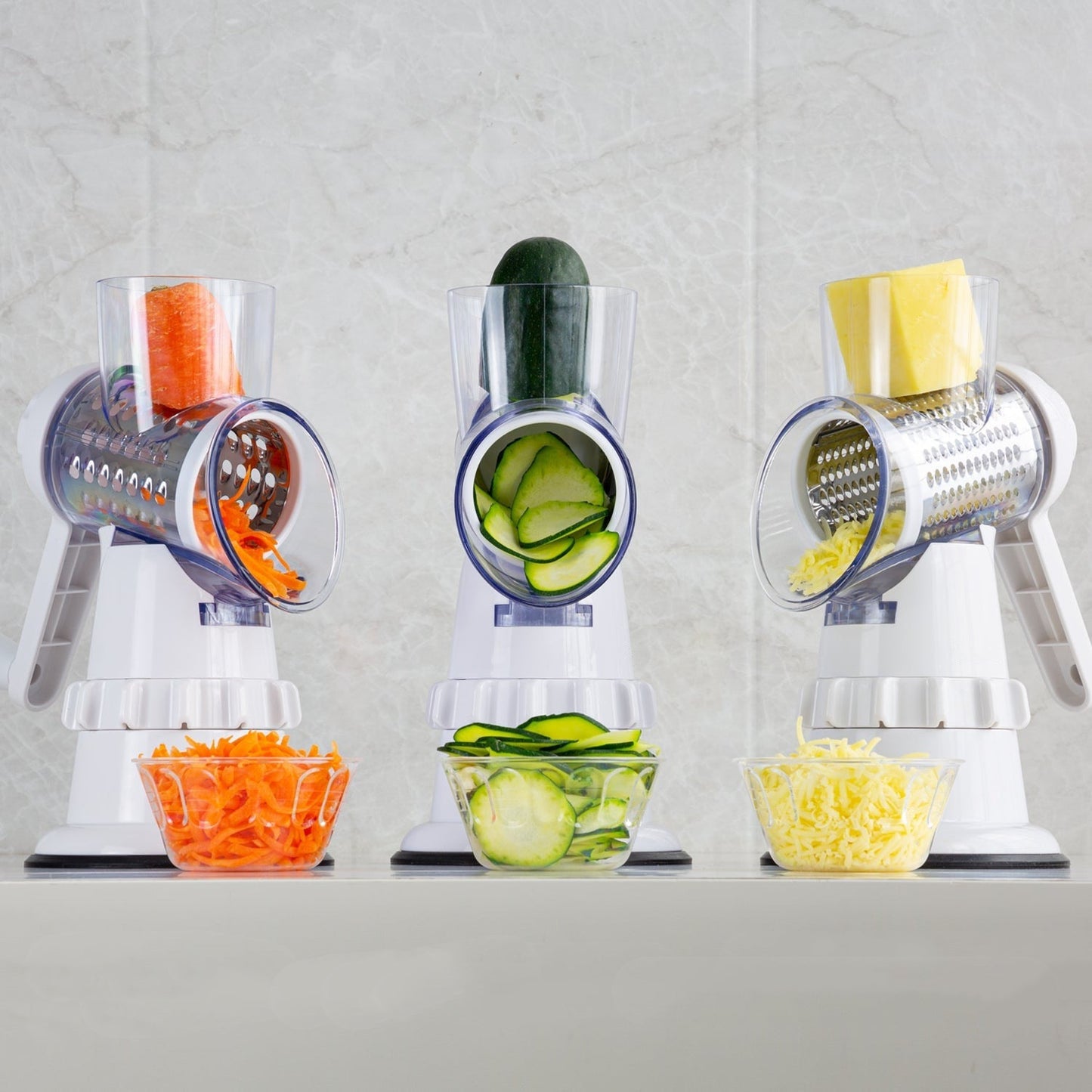 3-in-1 Vegetable Slicer & Grater – Manual Kitchen Chopper & Shredder