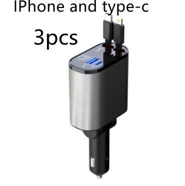 100W Metal Car Charger, USB & Type-C, Super Fast Charging Adapter