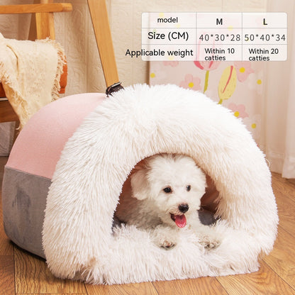 Portable Warm Pet Nest – Moisture-Proof Autumn/Winter Dog & Cat Bed