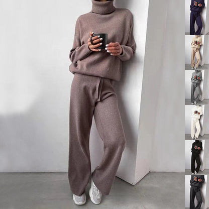 Turtleneck Sweater And Drawstring Straight Pant