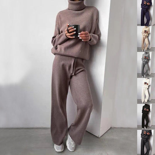 Turtleneck Sweater And Drawstring Straight Pant