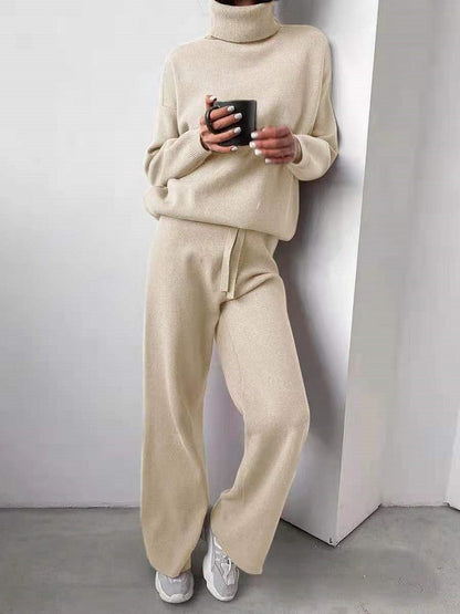 Turtleneck Sweater And Drawstring Straight Pant