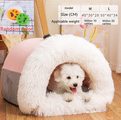 Portable Warm Pet Nest – Moisture-Proof Autumn/Winter Dog & Cat Bed