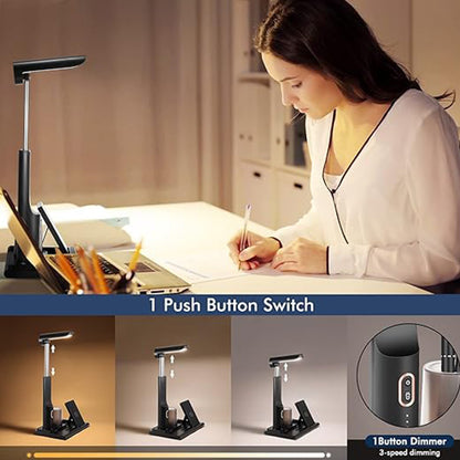 3-in-1 LED Desk Lamp with 15W Wireless Charger & USB Port