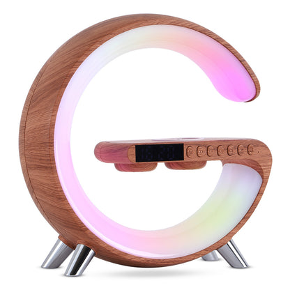 G-Shaped LED Lamp, Bluetooth Speaker, Wireless Charger, App Control.