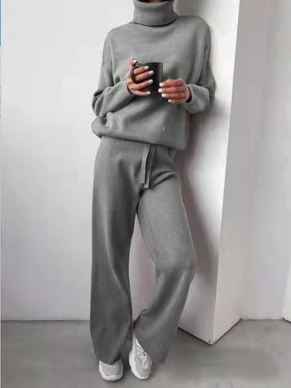 Turtleneck Sweater And Drawstring Straight Pant