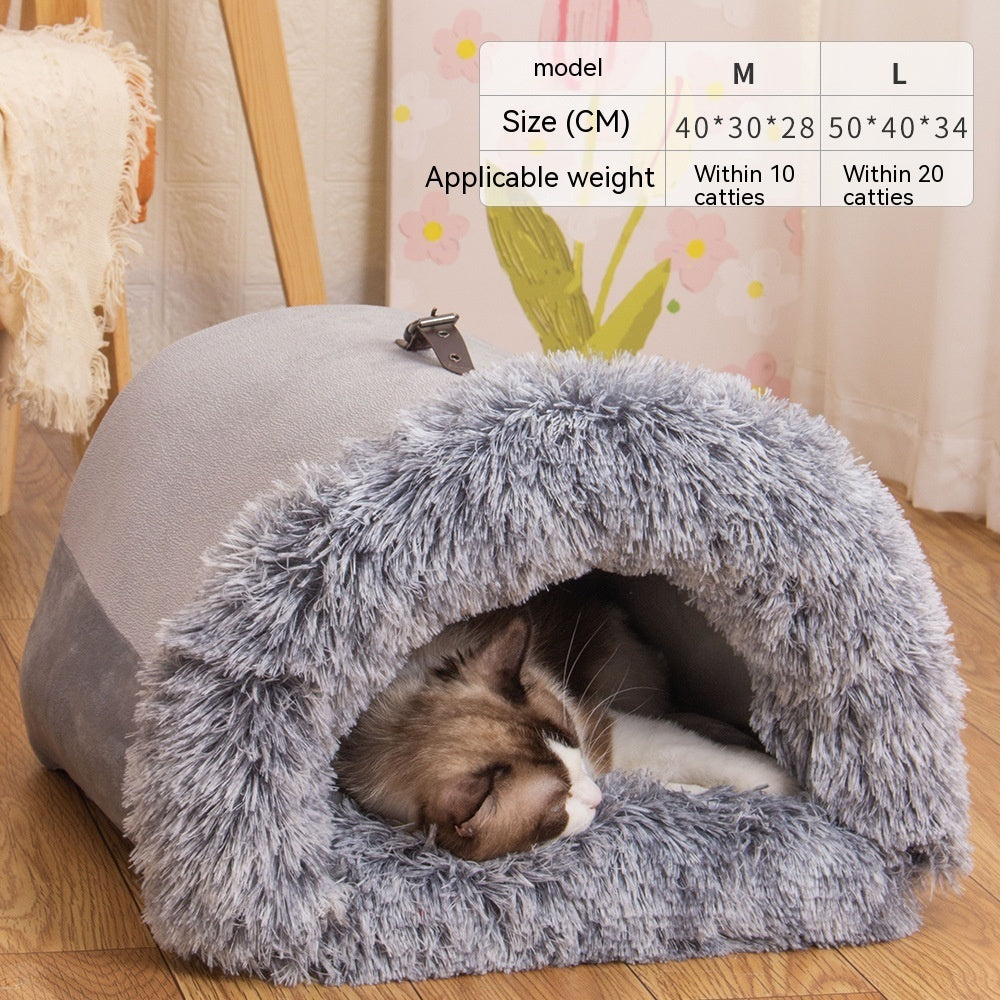 Portable Warm Pet Nest – Moisture-Proof Autumn/Winter Dog & Cat Bed