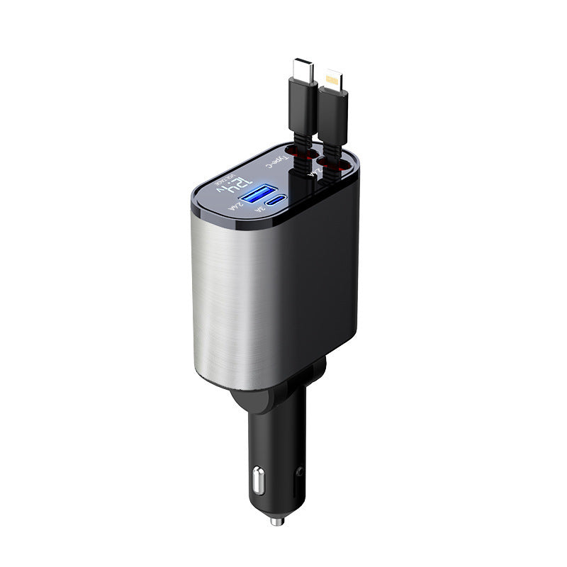 100W Metal Car Charger, USB & Type-C, Super Fast Charging Adapter